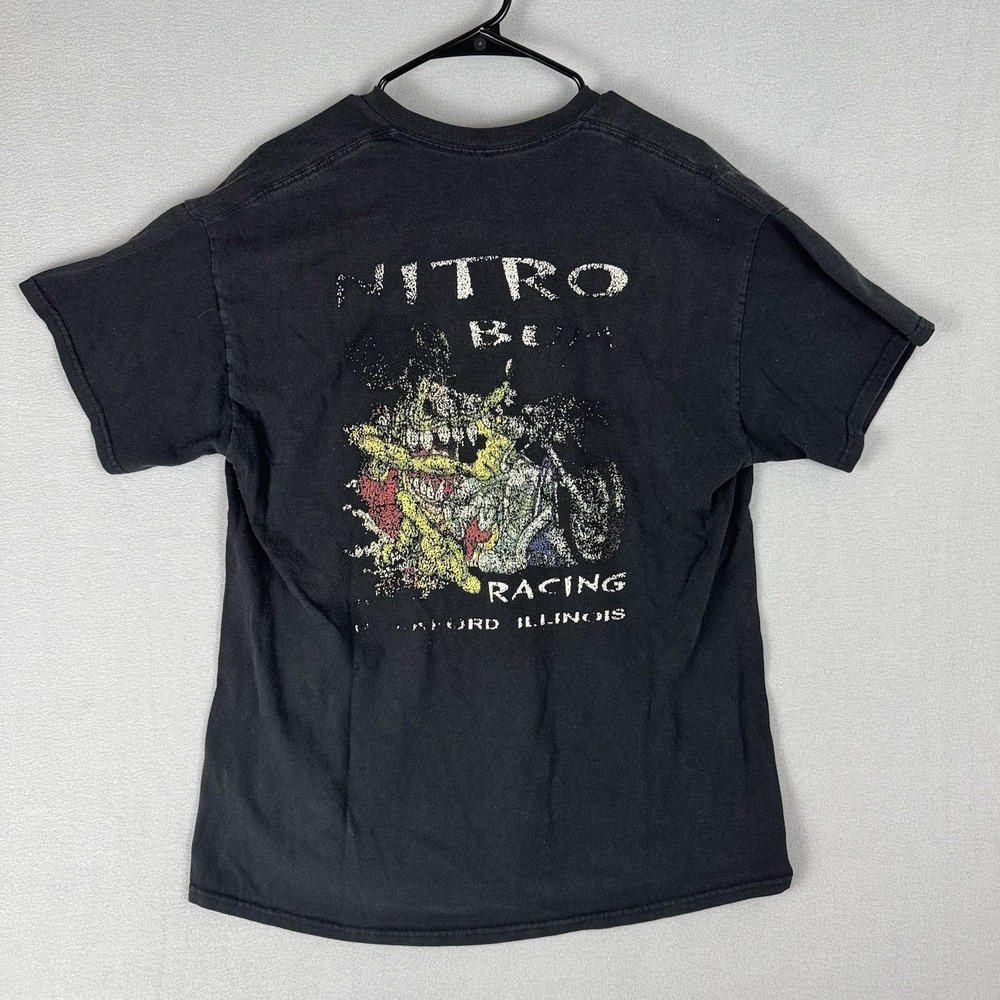 Rat Fink Motorcycle Illinois Faded Hot Rod Graphic T-Shitt Mens Medium Y2K